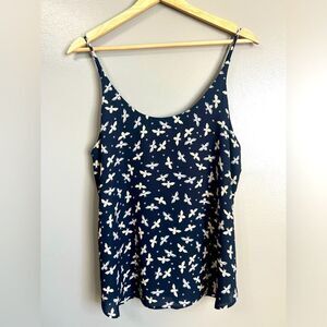Loft tank blouse bumblebee print size medium navy blue office business casual